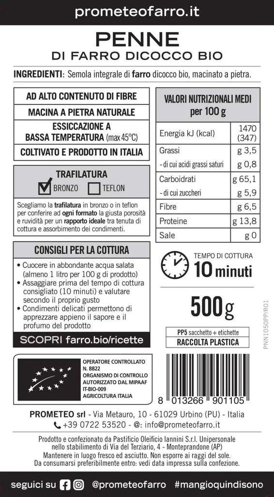 Penne-Vollkorn-Emmer-Bio-Dinkel-Prometeo-500g-Nährwerttabelle